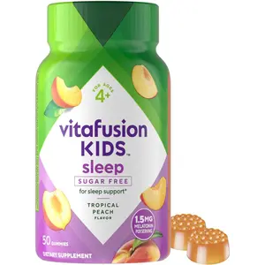 Vitafusion Kids Melatonin Gummy Supplements, Tropical Peach Flavored Sleep Support Supplements (1), 50 Count