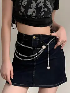 1Pc Sunflower Chain Belt for Women Fashion Plus Size 91/110/130cm Waist Chains Trendy Metal Layered Adjustable Waist Belt Belly Belts for Women Dress Accessories Plus Size Available for Music Festival Dress Accessories