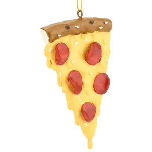 Tree Buddees Slice of Pepperoni Pizza Christmas Ornament Hand-Painted Resin Food Ornament 4" x 2.25" Perfect Gift for Foodie Ornament Lovers