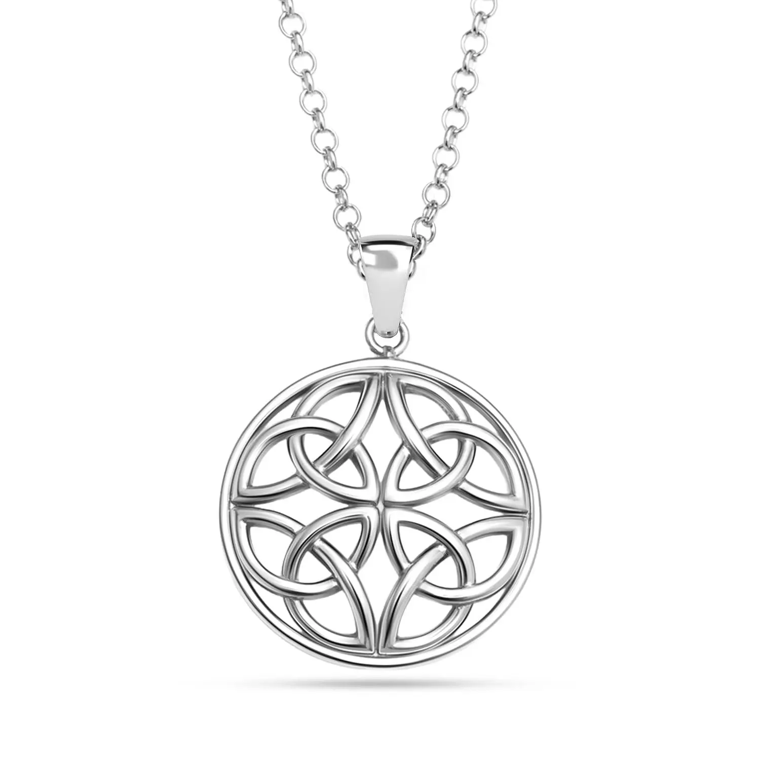 LeCalla 925 Sterling Silver Celtic Knot Pendant Necklace for Women | Antique Round Dara Knot Circle Pendant | Vintage Celtic Love Knot Jewelry, 18 Inch Necklace Gift for Mom, Wife, Her