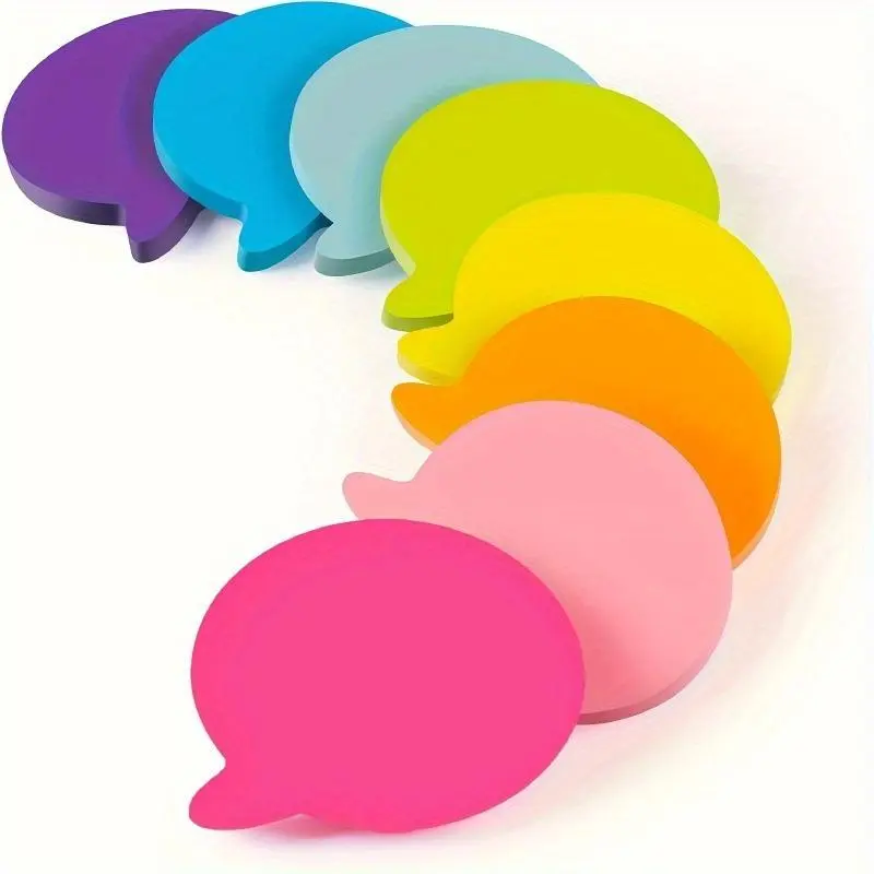 Colorful Self-adhesive Teardrop Sticky Note, 8 Counts/set Bubble Sticky Note Pad for Home, School, Office, Laptop, Refrigerator, Sticky Labels, Office Supplies