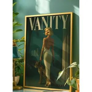 [SALE UP TO 50% + FREE SHIP] Vintage Woman With a Gun Poster, Retro Woman Smoking a Cigarette Wall Art, Badass Woman With Leopard Poster Print, Fashion Magazine Wall Art