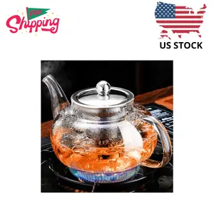 Glass Teapot Stovetop 20 OZ/600ml, Tea pot with Removable 18/8 Stainless Steel Infuser