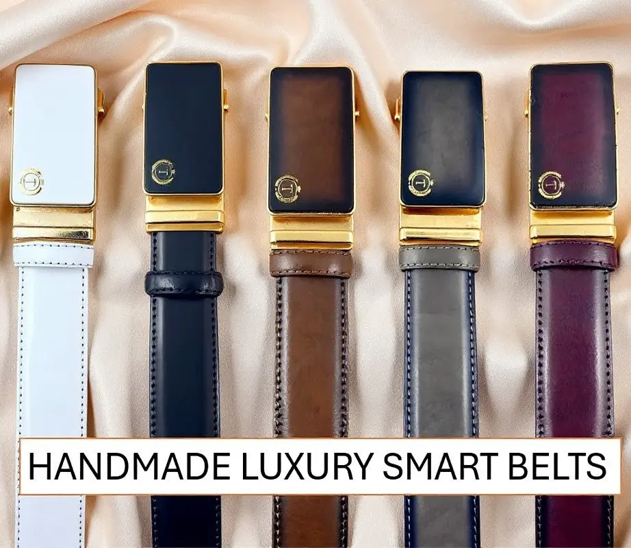 Handmade Luxury Italian Leather Ratchet Smart Belt for Men – Automatic Adjustable Men's Dress Belt | Multiple Colors