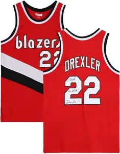 Clyde Drexler Portland Trail Blazers Autographed Red Mitchell and Ness Swingman Jersey with "The Glide" Inscription - Fanatics Authentic Certified