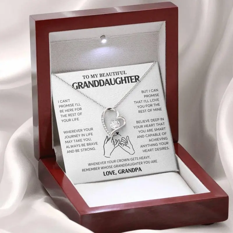 Jewelry To My Granddaughter Necklace, Jewelry Gift for Graduation, Wedding, Birthday from Grandparents, Gifts From Grandpa