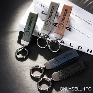 Car Badge Luxury Leather Keychain Auto Emblem Keyring Pendant Accessories For Mazda 2 6 CX-5 CX-80 CX-70 CX-90 MX-30 CX-60 CX-50 CX-30 BT-50 e-TPV CX-3 CX-8 ATENZA CX-9 CX-7 MX-5 Mazda 5 3 RX-8