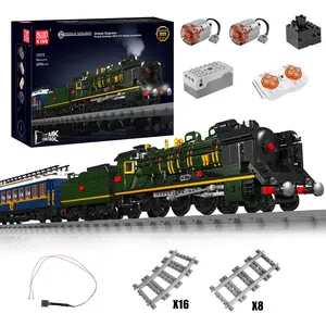 Mould King 12025 Train Building Toy, Steam Locomotive Lighting Train Building Blocks Set, RC Control Train with Motors and Tracks(3898 Pieces)