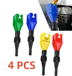 4PCS Retractable Fuel Funnels, Plastic Clasp Funnel Draining Tool with Extendable Flexible Spout, Universal Hands-Free Snap Funnels for Automotive Oil Change Gasoline Transfer