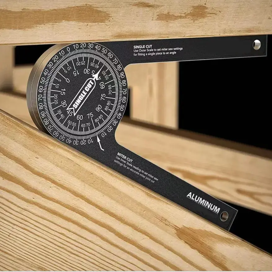 Aluminum Miter Saw Protractor - 7-Inch Rust-Proof Angle Finder with Precision Scales, 7-Inch Ruler, Durability, Laser-Engraved Markings, Pro Miter Saw Fit for Carpentry, Crown Molding Pros【YUBON Toolcraft】