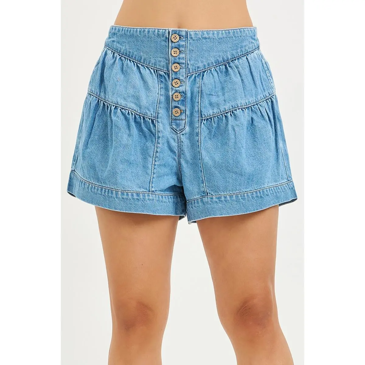 Women's RISEN Soft Comfy Loose Cotton Fabric Shorts with Elastic Band, Shirred Detail