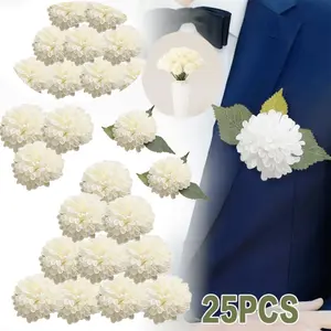 25 Pack Real Looking Fake Roses,Real Looking Ivory Foam Fake Roses with Stems,DIY Wedding Bouquets Centerpieces Arrangements Party,for Valentines Day Christmas Tree Decorations