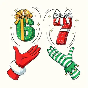 Set of 4 Humorous Christmas Iron-On Transfer Stickers, Includes Number 67, Lollipops, Snowflakes, DTF Transfers for Clothing, Bags, Hats, Jackets