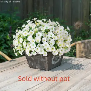 16pcs Artificial Outdoor Flowers, Petunias & Eucalyptus UV-Protected Fake Plants, Spring/summer Garden Decor for Planters/porch/railing/patio, Decorative Faux Flowers