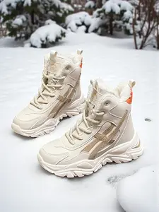 Women's High-Quality Winter Outdoor Snow Boots, Thick Sole, Waterproof Walking Hiking Booties, Warm Mid-Calf Fleece Lining