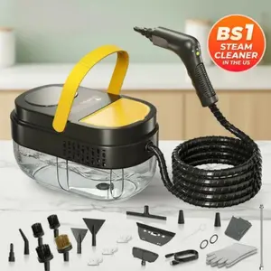 15s Fast Heat Steam Cleaner | 1.69QT Large Tank | Multi-Surface Deep Cleaning for Tile, Grout, Grease & Car Detailing | 15 Accessories Included