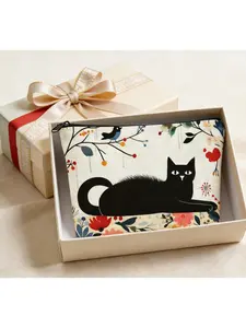 Vintage Cat Print Makeup Bag, Makeup Organizer, Portable Travel Toiletry Kit, Lightweight Zipper Cosmetic Pouch, Large Capacity Women's Storage Bag