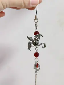 Creative Gothic Charms Fashion Trendy Beaded Rose Dragon Hand Mobile Phone Chain Lanyard Keychain Jewelry Decor Pendant Stylish Keychain