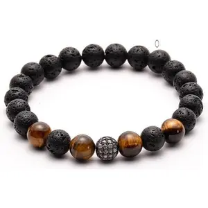 Tiger Eye Lava Stone Bracelet
