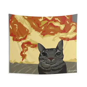 Whimsical Cat Wall Tapestry, Fun Cat Decor, Pet Lover Gift, Cozy Home Wall Art, Unique Cat Tapestry