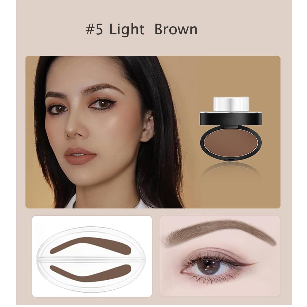 Smudge-Proof Stamp Powder Set Easy Stamp & Fill Brow Kit, Waterproof & All-Day Wear, Natural Looking Brows in 1 Step,