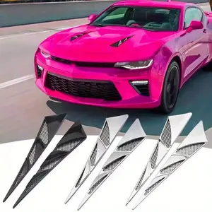 2-Piece Car Modification Spoiler Kit, Waterproof Abs Material Leaf-Shaped Vent Hood with Adhesive Strips, Universal Side Air Intake Decorative Cover ()