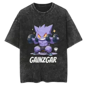 Vintage Pokemon Gengar Tee, Casual Menswear Top, Gift for Men, Gym Fitness Shirt