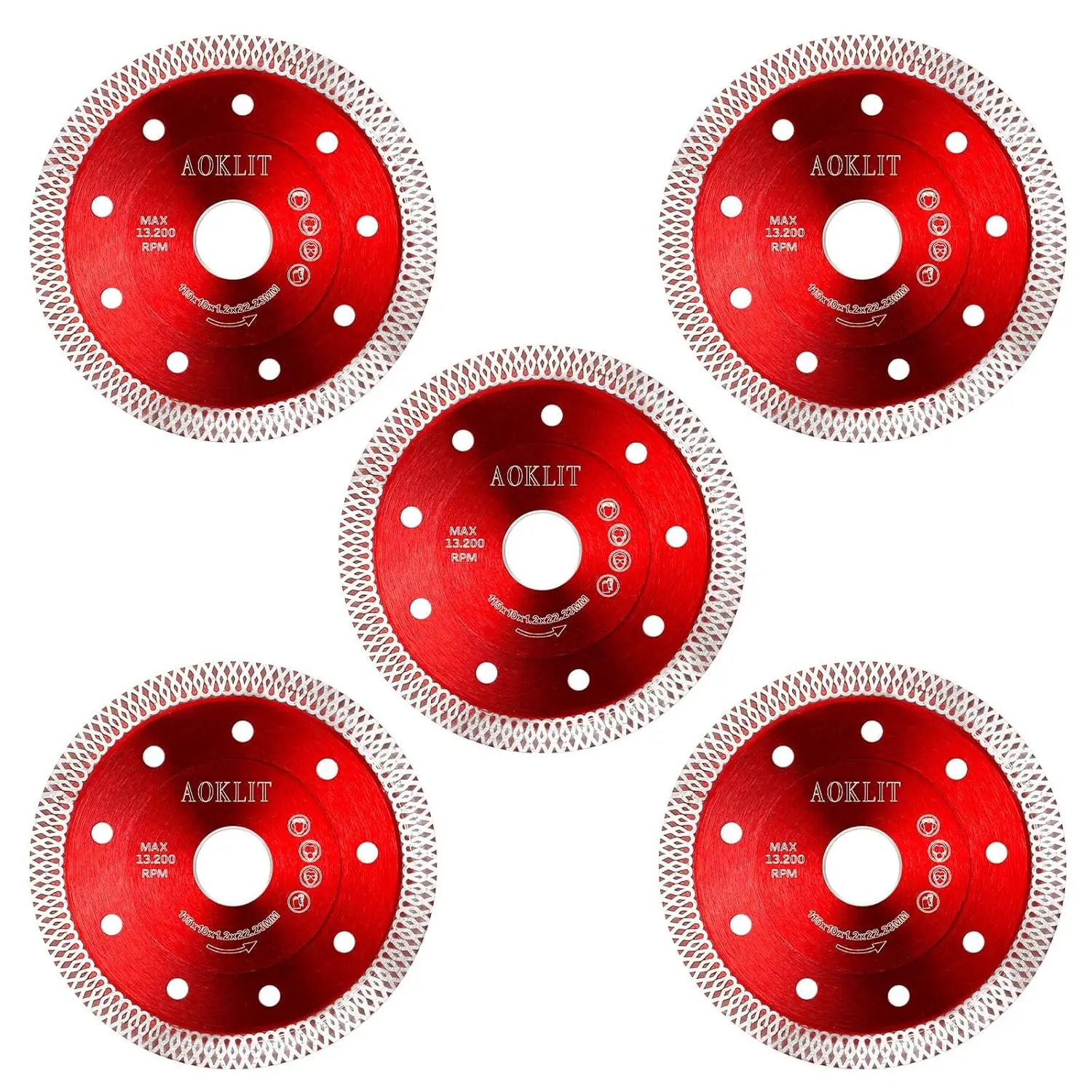 5 Pcs Diamond Saw Blades, 4-1/2" Tile Grinder Blade for Angle Grinder, Super Thin Tile Cutting Disc for Grinder for Cutting Tile Ceramic Porcelain Granite Marbles