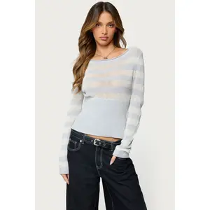 Cornella Boat Neck Striped Knit Top