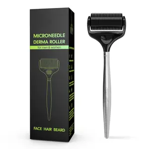 Ultra Wide Titanium Derma Roller 1200 Microneedles 0.25mm for Face Hair Beard Scalp with Replaceable Head & Storage Case for Women Men