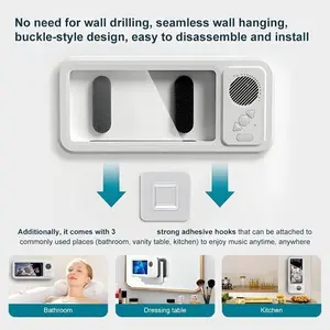 Bathroom Shower Waterproof Phone Holder Bluetooth Wireless Speaker 360 Rotating Touchscreen Phone Case for Watching Movies and Listening to Music