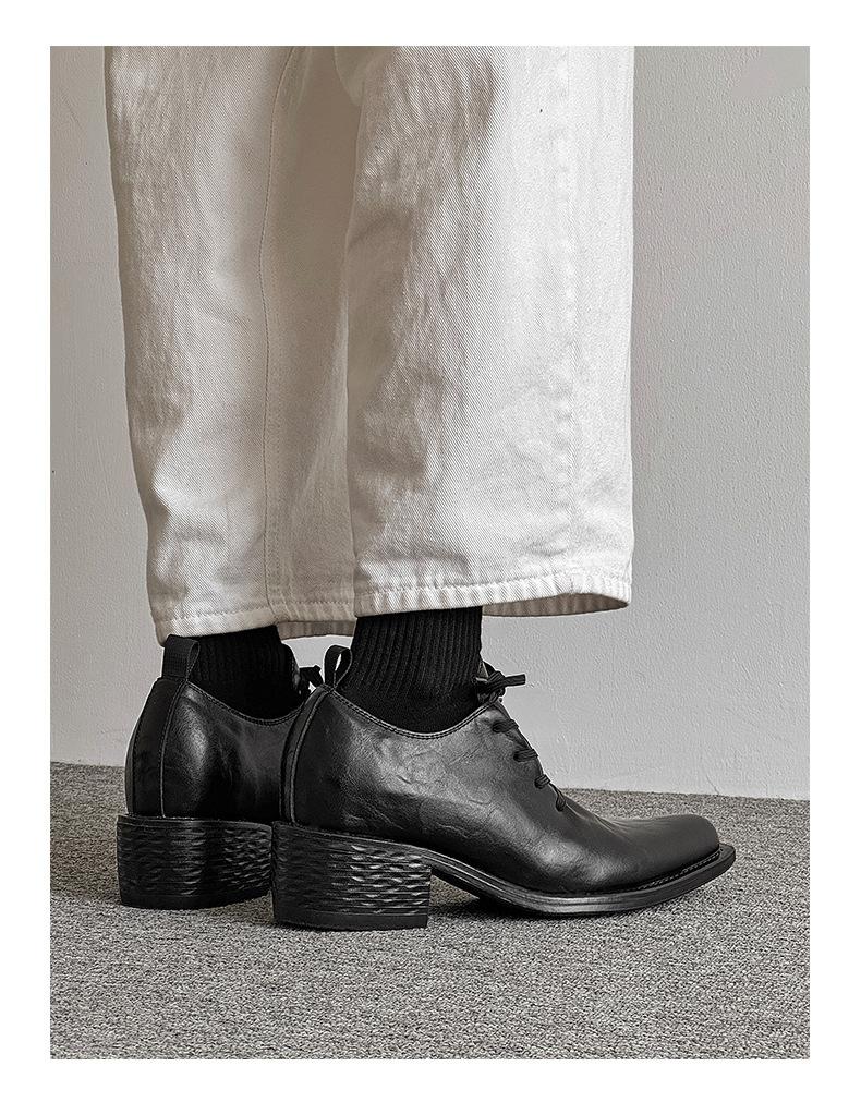 New 2026 British vintage lace-up Derby shoes for men, 7 cm hidden height lift, casual and business formal styles, fashionable leather dress shoes