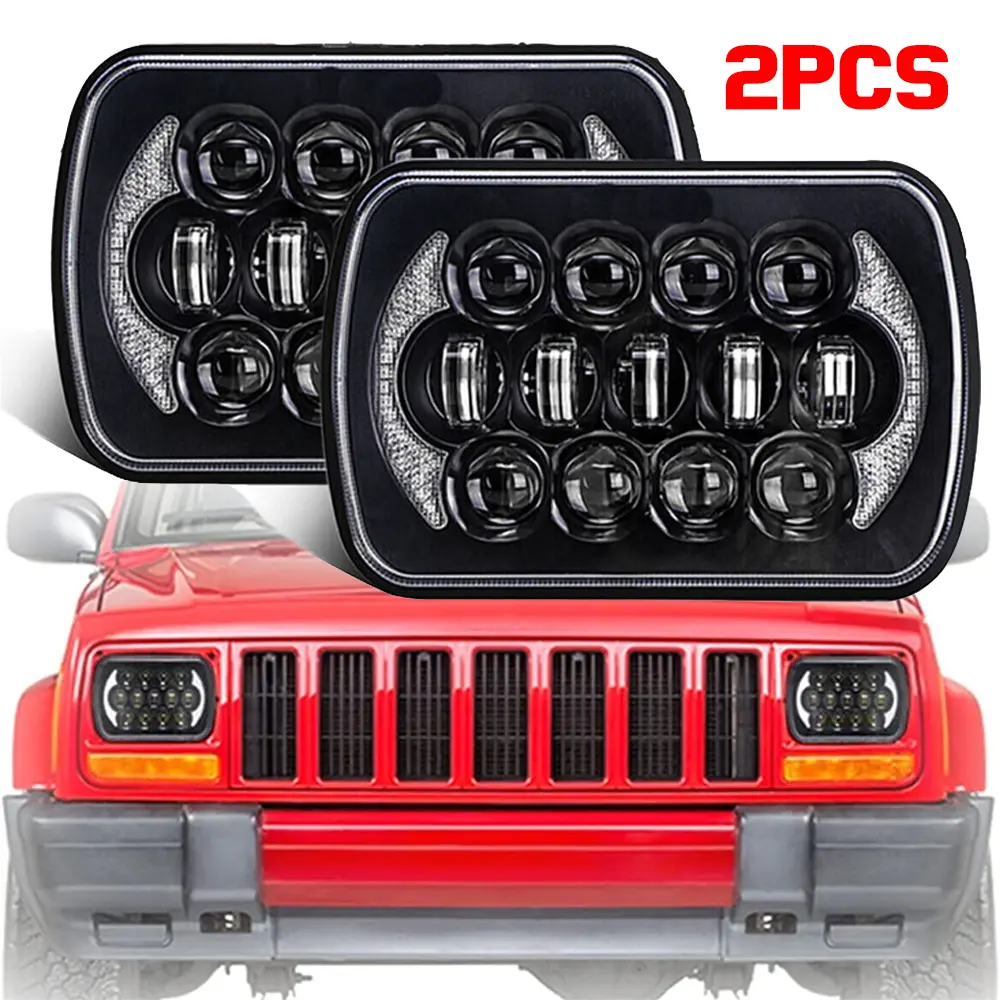 PAIR 5x7 H6054 H5054 Led Headlights,7x6 Inch LED headlights LED Hi/Low Beam,DRL,Turn Signal,Sealed Beam Replacement Compatible with For Ford Wrangler Cherokee Chevy GMC Toyota Nissan Dodge