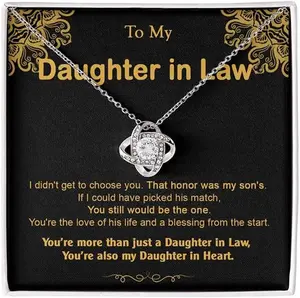 Daughter in Law Necklace, Gift From Mother in Law, To My Daughter in Law Elegant Crystal Pendant, Necklace with Message Card and Gift Box, Meaningful Gift for Daughter in Law