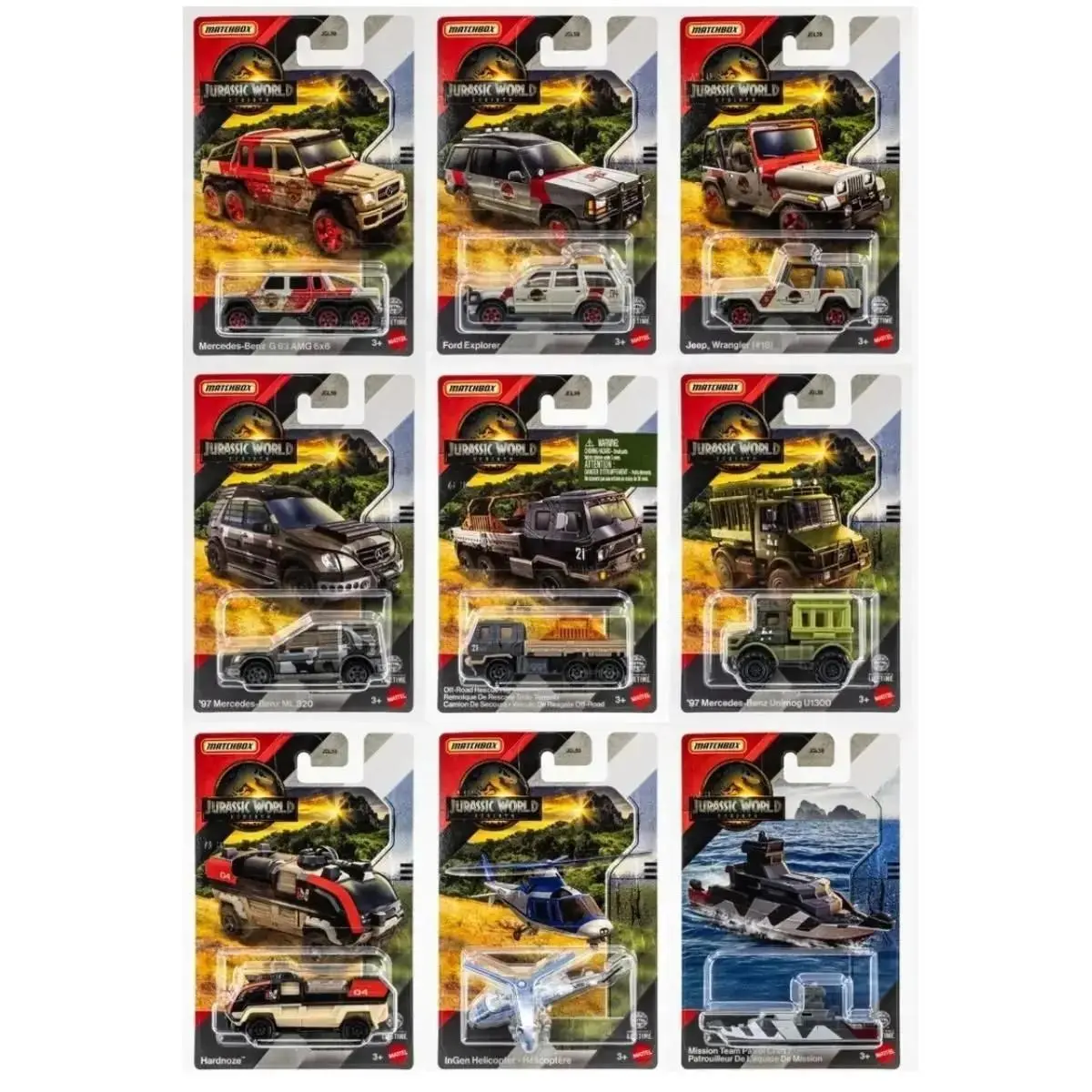 Jurassic World Matchbox Legacy Collection Die-Cast Car Bundle of 9 JGL59-956B