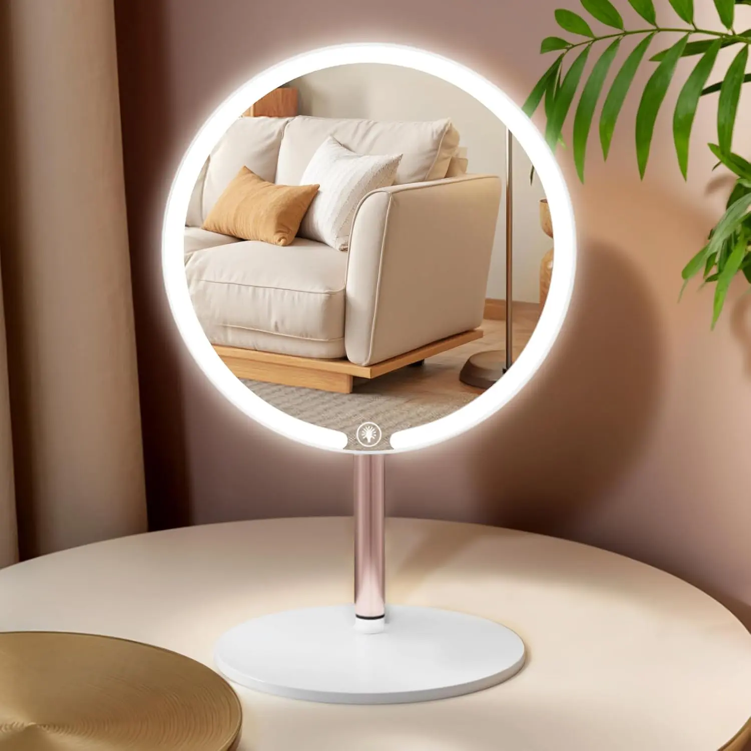 Portable Makeup Mirror with Lights, Rechargeable Touch Switch Three Color LED Adjustable Brightness Multi-Angle, Perfect for Beauty and Gifts, Rechargeable Vanity Mirror, Led Lighted Mirror, Touch Dimmable Mirror, Touch Control Mirror