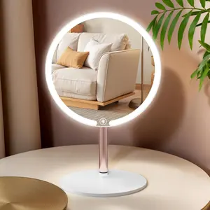 Portable Makeup Mirror with Lights, Rechargeable Touch Switch Three Color LED Adjustable Brightness Multi-Angle, Perfect for Beauty and Gifts, Modern Mirror