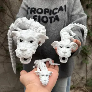 1pc 3D Printed Lucky Dog Dragon, Falkor the Luck Dragon Doll, Realistic Animal Model, Desk Decoration, Unique Gift, Holiday Present, Articulating Animal Figurines