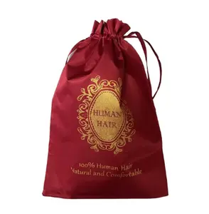 One Pieces Satin Wig Bags, Silk Satin Packaging Bags for Wigs, Satin Bags with Drawstring for Hair, Hair Tools With Elastic band