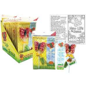 Butterfly Pop w/ Caterpillar Gummy, Activity Sheet & Bookmark Set, 12 Count