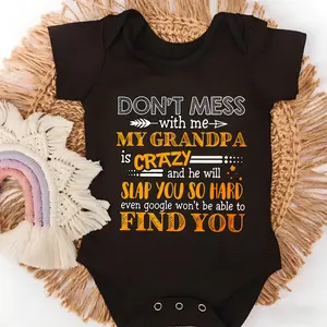 Baby Bodysuit Don't Mess With My Grandpa Print 100% Pure Cotton Non-Irritating Snap Closure Breathable Stretchy Perfect For Gifting & Everyday