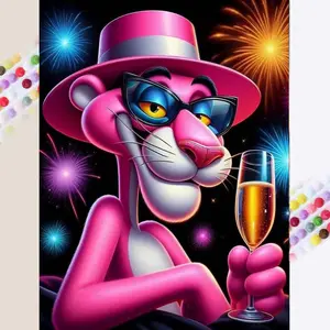 1 set of DIY diamond painting kit, 5D diamond art set, DIY decoration pink leopard, champagne, fireworks, Diamond Art Tools. Mosaic, diamond art, DIY art home decoration.