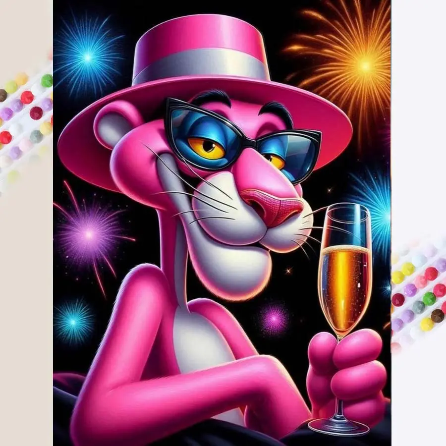 1 set of DIY diamond painting kit, 5D diamond art set, DIY decoration pink leopard, champagne, fireworks, Diamond Art Tools. Mosaic, diamond art, DIY art home decoration.