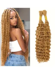 2 Bundles (100g) Blonde Braiding Hair Extensions, Bohemian Braid Suitable for No-Braided Knot-Free Weaving, 16-26 Inches Length, Knotless Braids