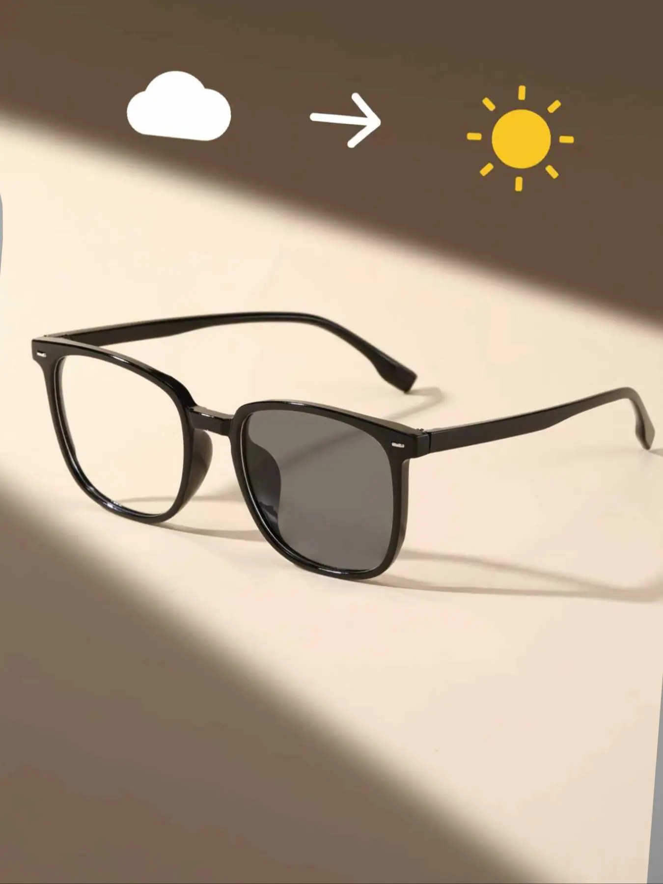 Trendy Photochromic Sunglasses for Men & Women, Trendy Styling Sunglasses, Trendy Casual Sunglasses, Square Frame Design, Square Framed Sunglasses, Ideal for Computer, Gaming, TV, Smartphone Use, HD Clarity Lens, Trendy Shades, Modern Sunglasses