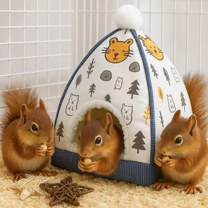 Cute Plush Winter Warm Sleeping Nest for Hamsters, Golden Syrian Hamster Cage, Dutch Pig Bed, Adorable Small Mouse House, Hamster Cage Habitat