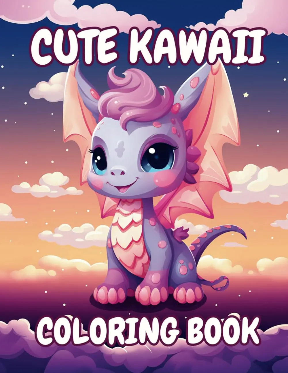 Kawaii Coloring Book: 34 Cute and Easy Coloring pages with Kawaii Animals, Fast Food & Sweet Treats for Kids and Busy Adults