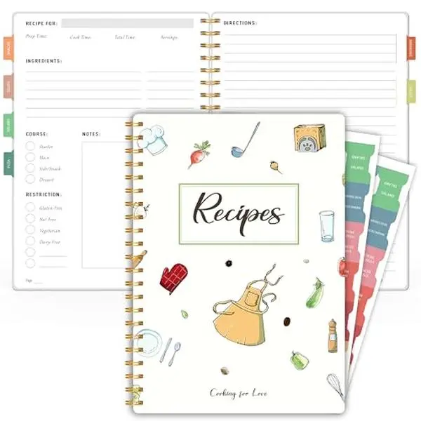 Recipe Notebook to Write in Your Own Recipes 5.5" x 8.5" | Recipe Journal, Blank Cooking Log Book, Organize Your Recipes for Kitchen,Family Recipe Organizer Gift