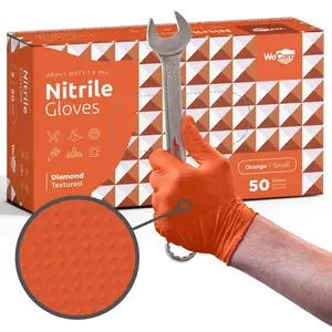 WeCare Diamond Textured 8 Mil Nitrile Gloves - Orange WeCare Diamond Textured 8 Mil Nitrile Gloves - Orange
