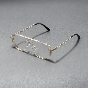 Men's Business Style Metal Frame Eyeglasses, Vintage Trendy Top Bar Design Eyeglasses for Everyday Use, Fashion Accessories for Outdoor Activities, High Quality Eyeglasses